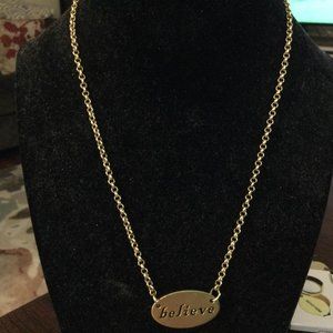 CYNTHIA GARRETT "BELIEVE" GOLD TONE LINK NECKLACE